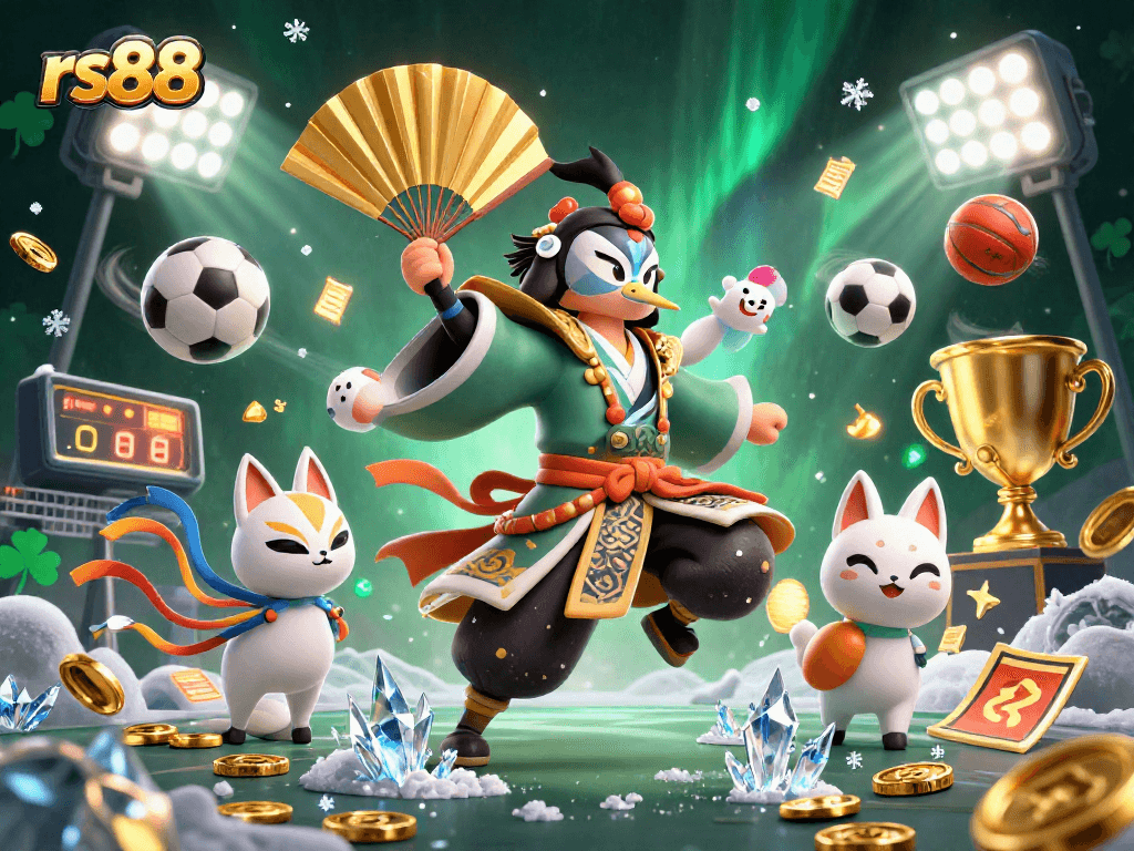 Experience thrilling sports bets and casino games with rs88 in a vibrant 3D illustration.