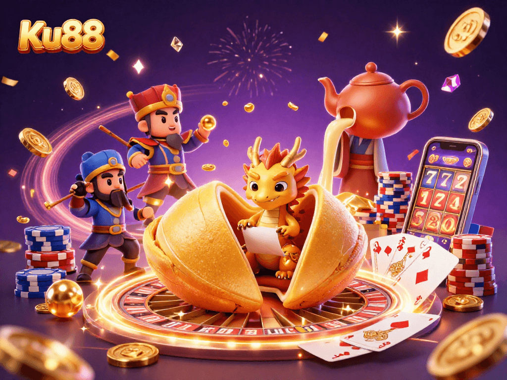 Experience thrilling gameplay with Ku88 as fortunes rise with golden coins and vibrant casino elements.