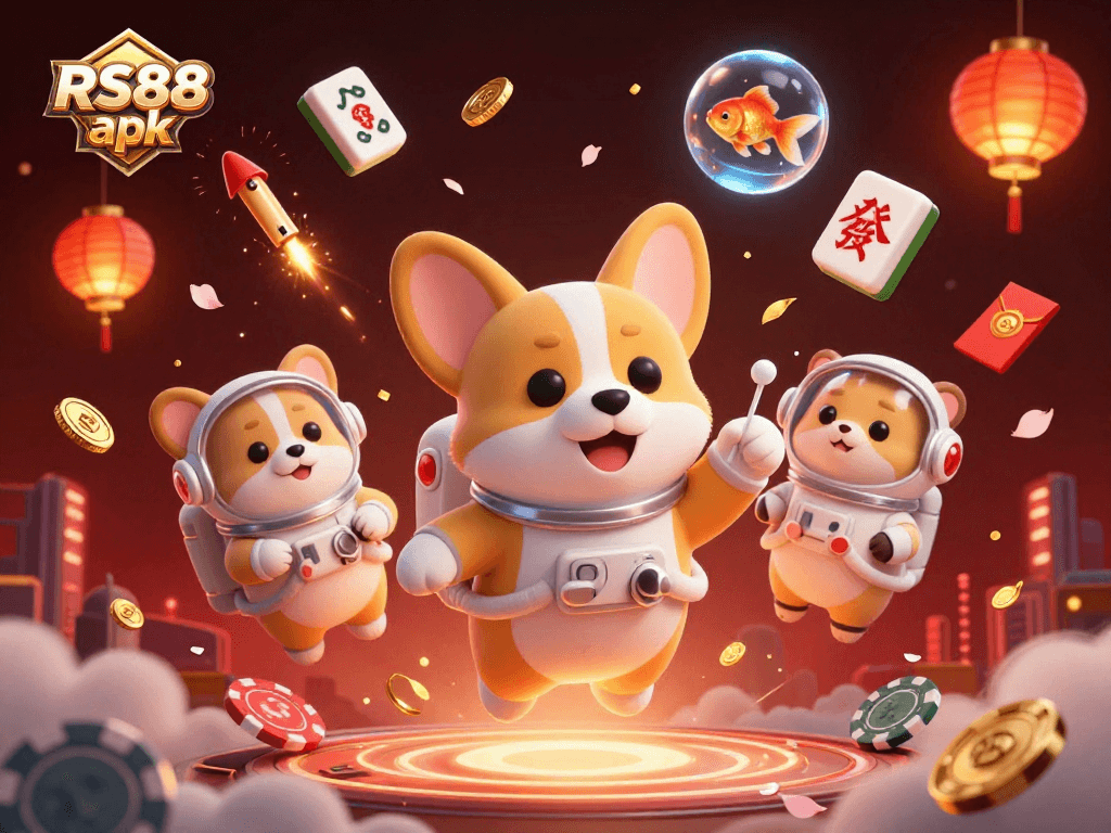 Experience RS88 apk with a vibrant, 3D animated casino scene filled with gaming excitement.
