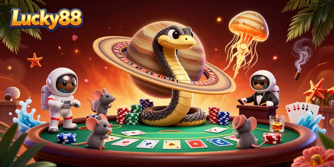 Experience the thrilling Lucky88 gaming scene with vibrant characters and engaging details.