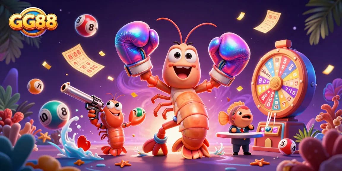 Join GG88's vibrant gaming scene with lively characters and dynamic lottery elements.