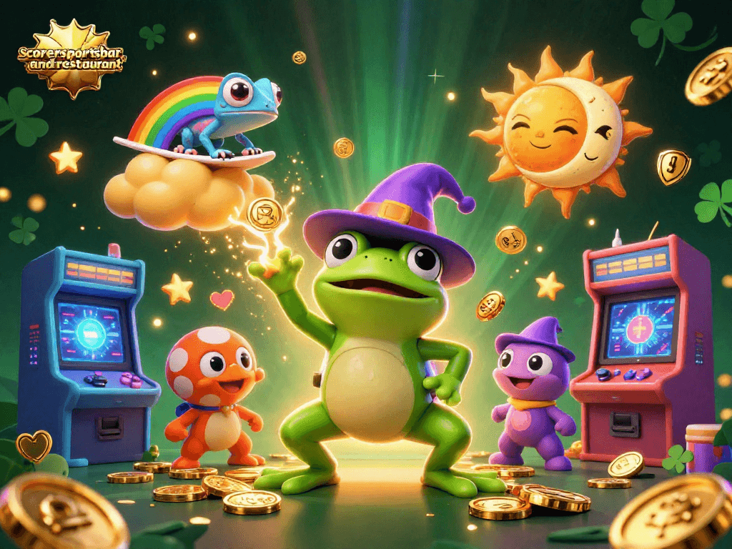 Engage with scores of golden coins at scorerssportsbarandrestaurant while enjoying vibrant casino-themed fun.