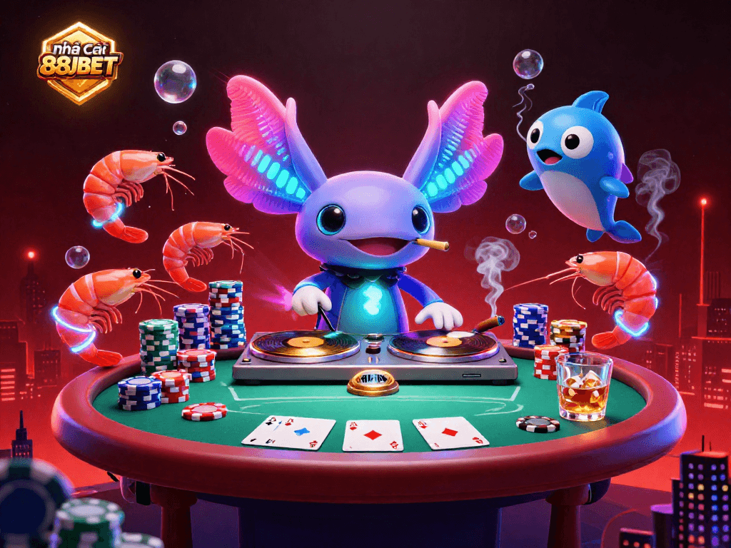 Experience vibrant gaming action at nhà cái 88JBET with colorful casino elements in a lively underwater scene.