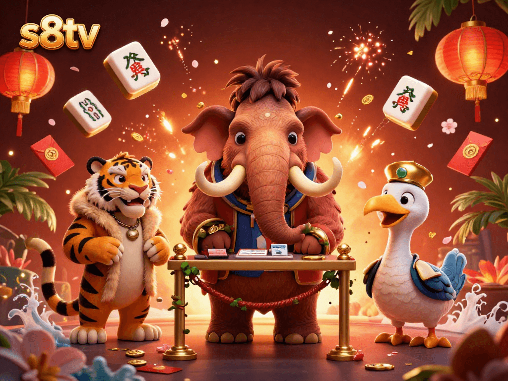 Experience the thrill of s8tv with engaging characters at a vibrant casino entrance.