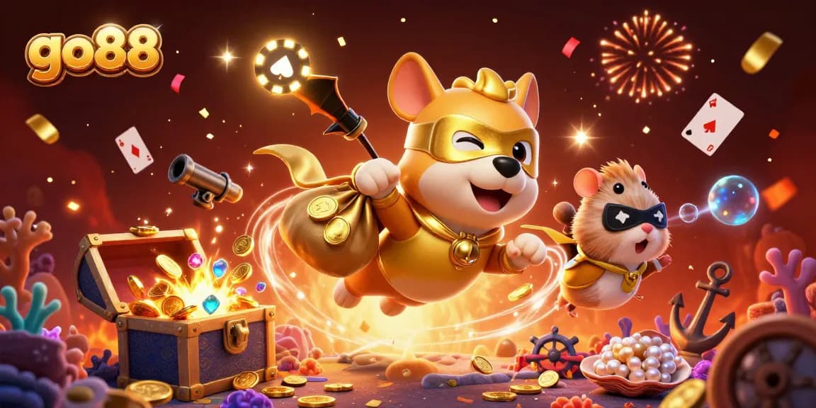 Experience thrilling action with go88 amidst vibrant 3D casino elements and dynamic characters.