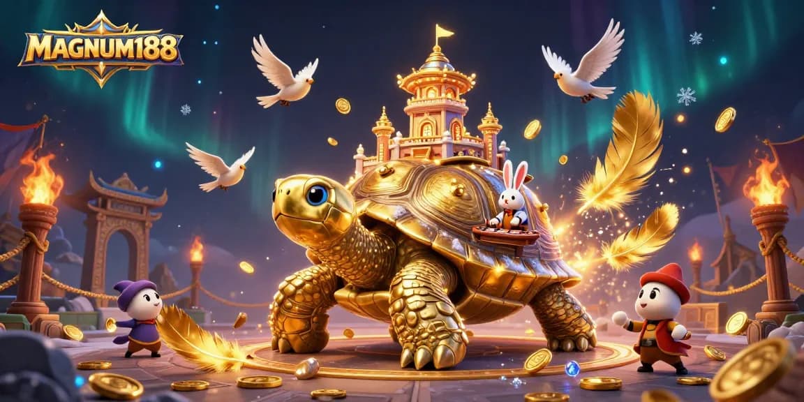 Win big with MAGNUM188 at the colorful casino palace featuring dynamic games and vibrant scenes.