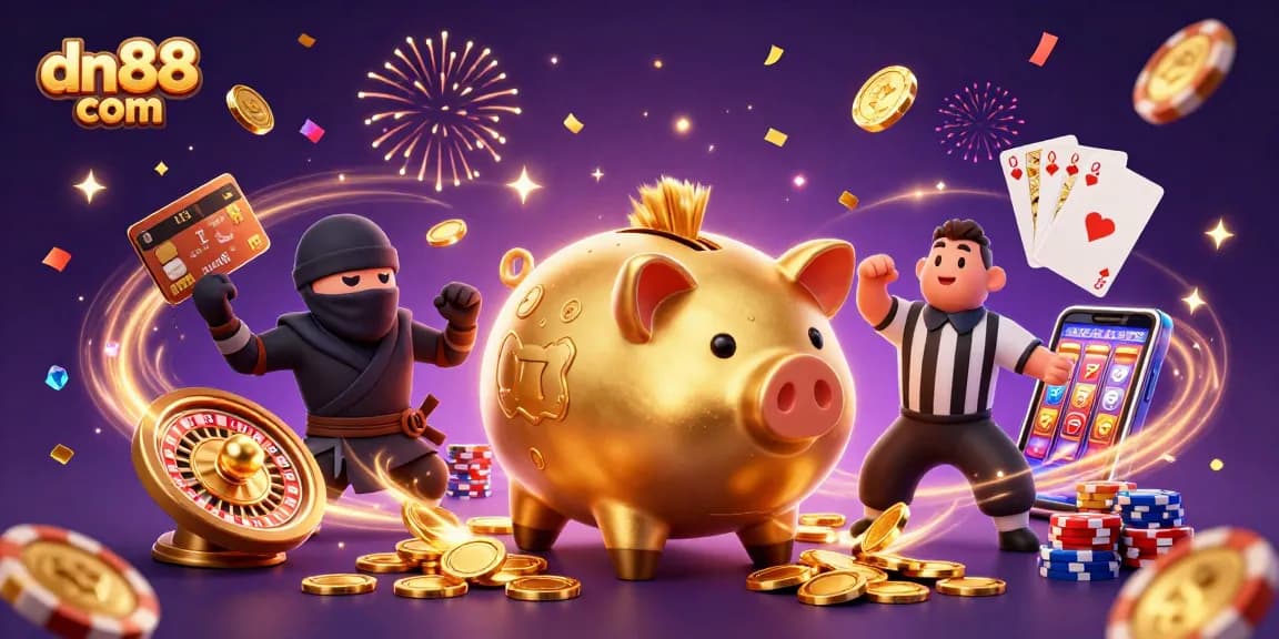 Experience the excitement of dn88 com casino with thrilling games, golden coins, and dynamic characters.