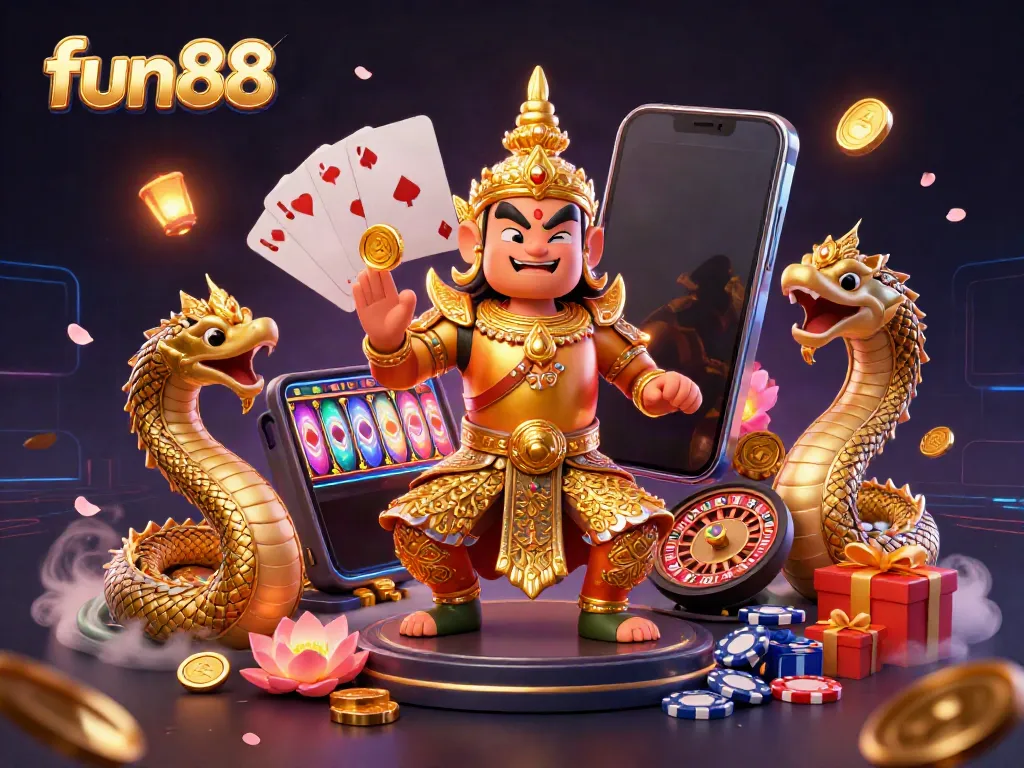 Explore fun88 with vibrant slot games and engaging characters in a dynamic online casino scene.