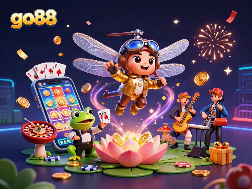 Engage with go88's vibrant casino world featuring unique characters and rich gambling elements.