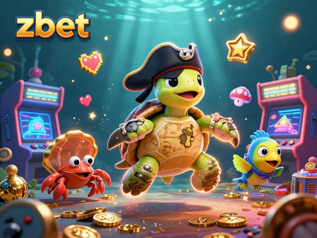 Win big with zbet at this exciting underwater casino adventure illustration.