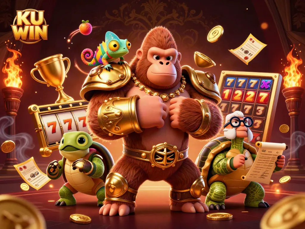 Experience thrilling slots at KU WIN with a vibrant, dynamic gaming scene filled with action.