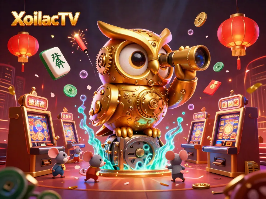 XoilacTV offers a thrilling casino experience with captivating elements in this vibrant digital illustration.