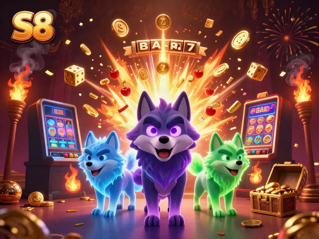 Experience thrilling jackpot wins at S8 Casino with rich 3D visuals, a ghostly wolf pack, and exciting game elements.