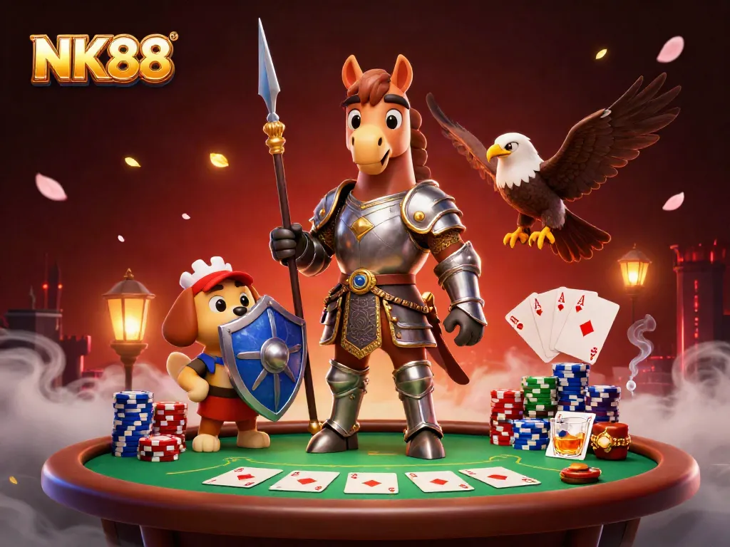 Engage with the immersive gambling experience at NK88 featuring vibrant casino elements.