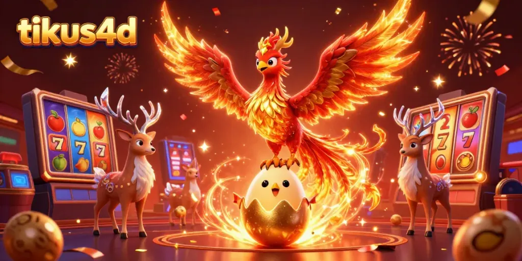 Experience thrills with tikus4d's vibrant slot reels, phoenix soaring, and casino excitement.