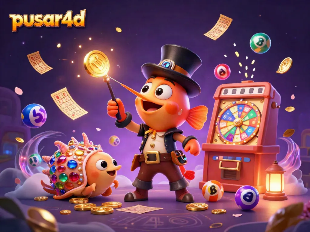 Pusar4d brings excitement with a vibrant underwater scene featuring an anglerfish, shrimp, and a shiny sea snail amidst dynamic lottery balls and glowing game elements.