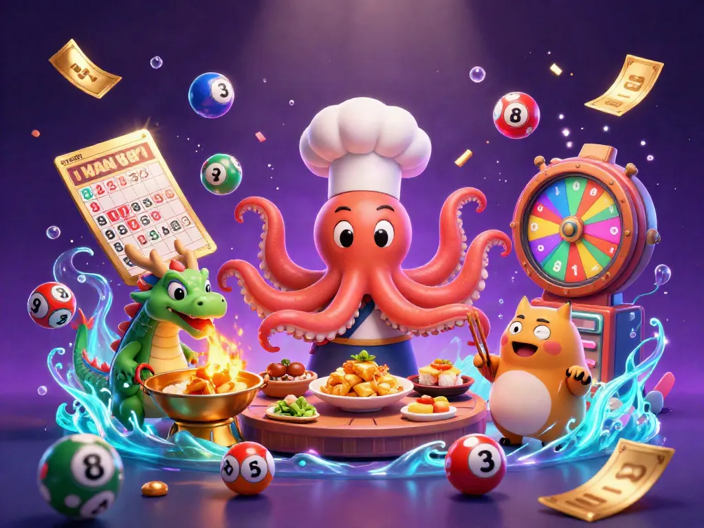 Experience the excitement of man881 with colorful lottery balls and a dynamic casino scene featuring vibrant characters.