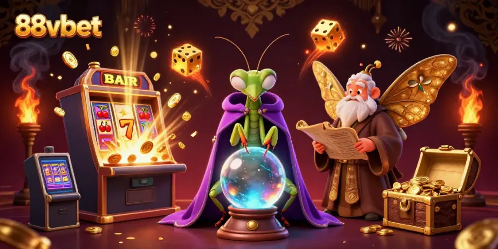 Experience thrilling casino adventures with 88vbet, featuring fortune tellers and vibrant gaming elements!