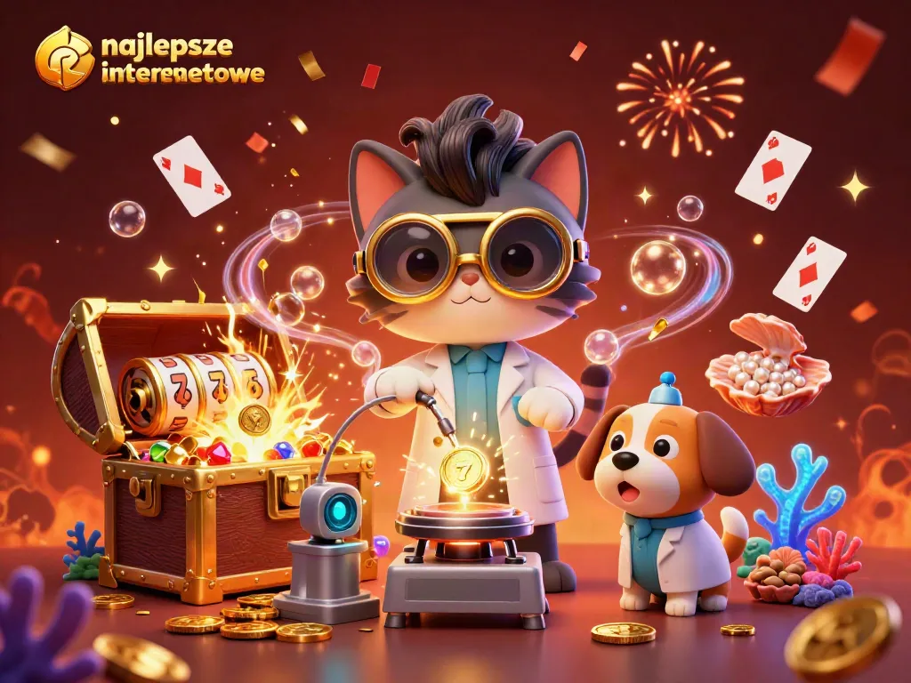 Engage with najlepsze kasyna internetowe through this vibrant 3D illustration showcasing golden coins, slot reels, and dynamic action.