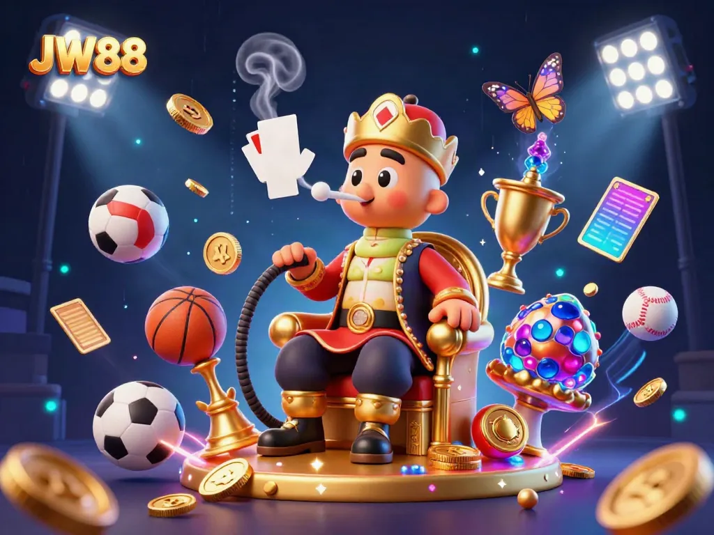 Experience thrilling betting fun with JW88’s 3D captivating casino illustration showcasing a vibrant gaming atmosphere.