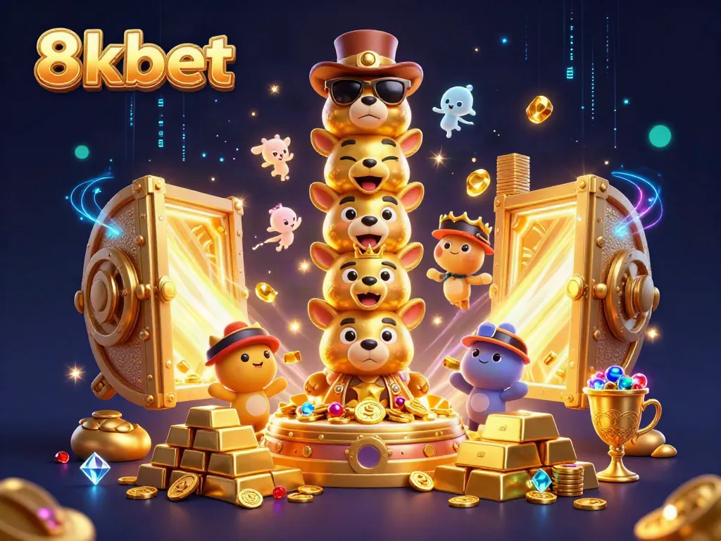 Experience the vibrant excitement of 8kbet with this enchanting 3D digital casino scene.