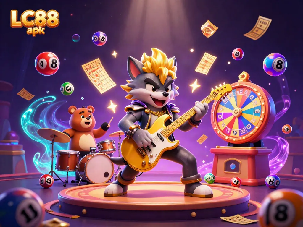 Engage with the vibrant energy of LC88 apk through a stunning casino scene filled with dynamic gambling elements.