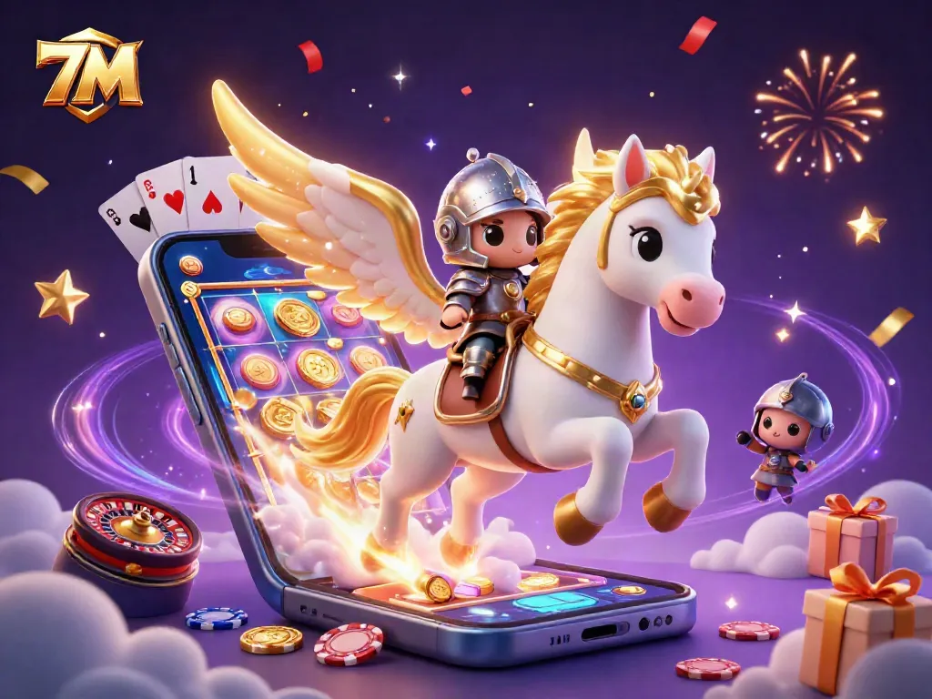 7M showcases a thrilling celestial slot adventure with golden coins erupting in celebration.