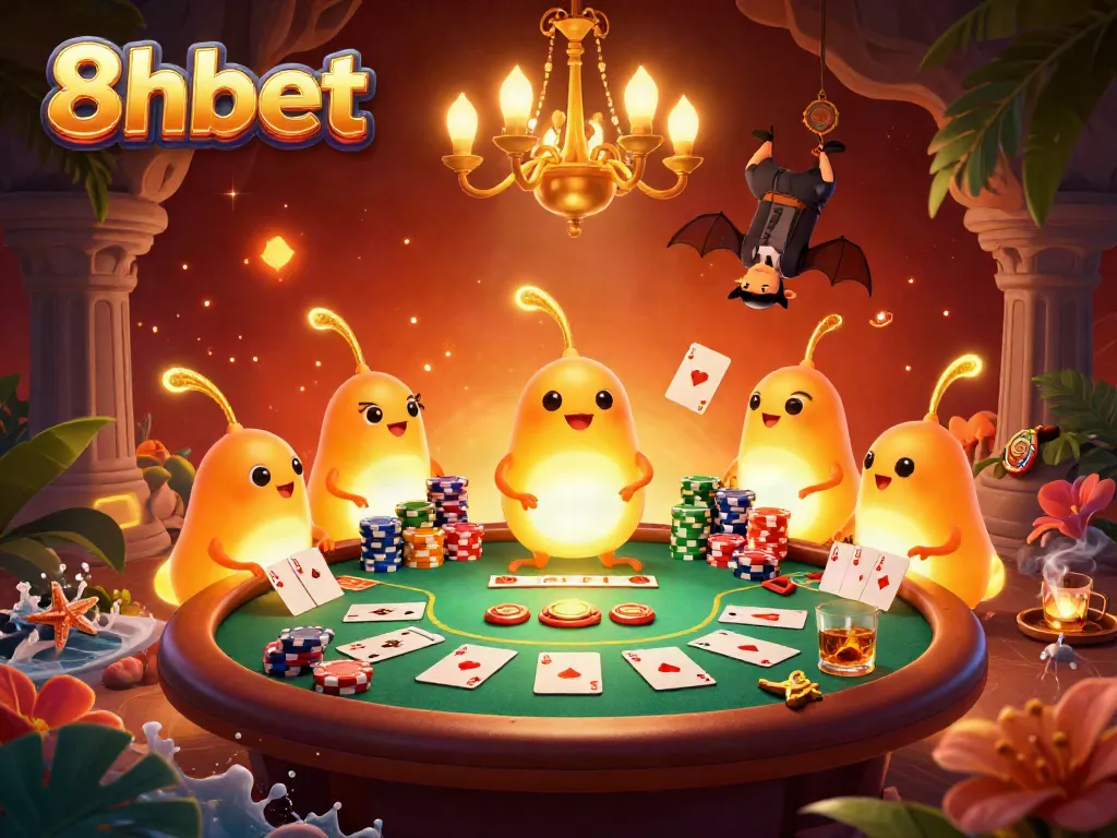 Experience the thrilling casino environment at 8xbet where glowworms illuminate the gaming action.