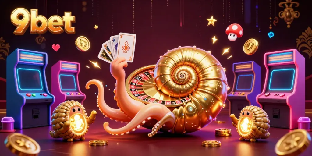 Engage in thrilling gameplay with 9bet's ancient nautilus-themed roulette and glowing cards.
