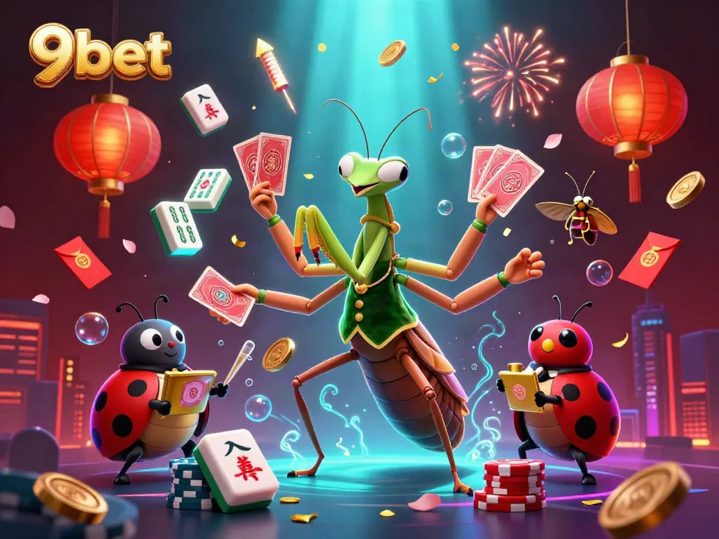 Experience the excitement of 9bet gaming with dynamic characters and vibrant casino elements.
