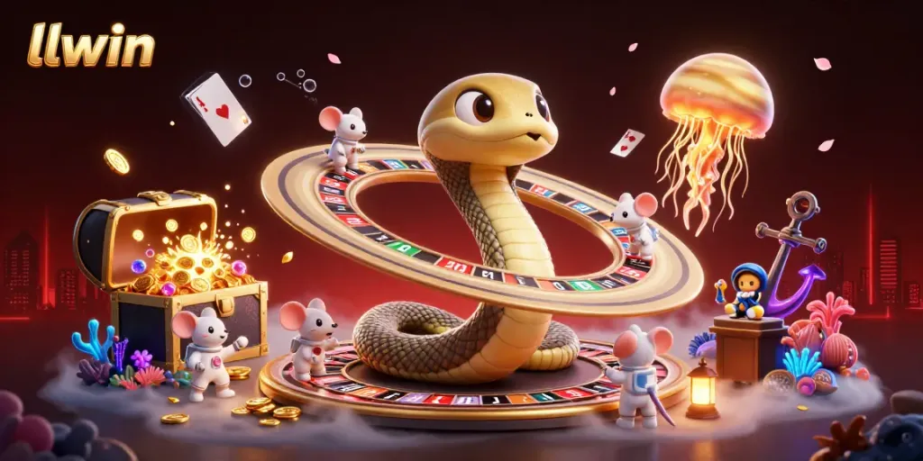Experience thrilling gaming with llwin amidst dynamic 3D casino action featuring vibrant characters and colorful elements.
