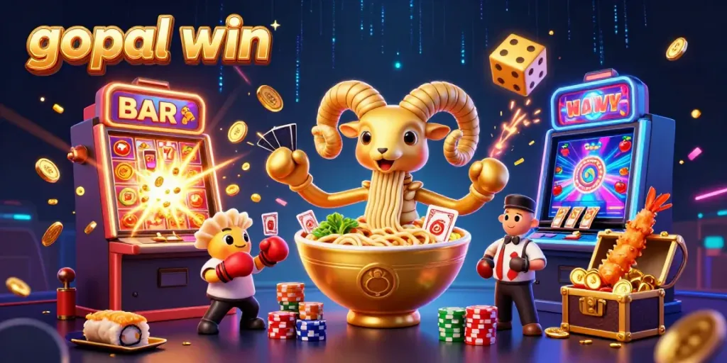 Boost your winnings at gopal win with a vibrant casino scene featuring colorful characters and exciting jackpots.
