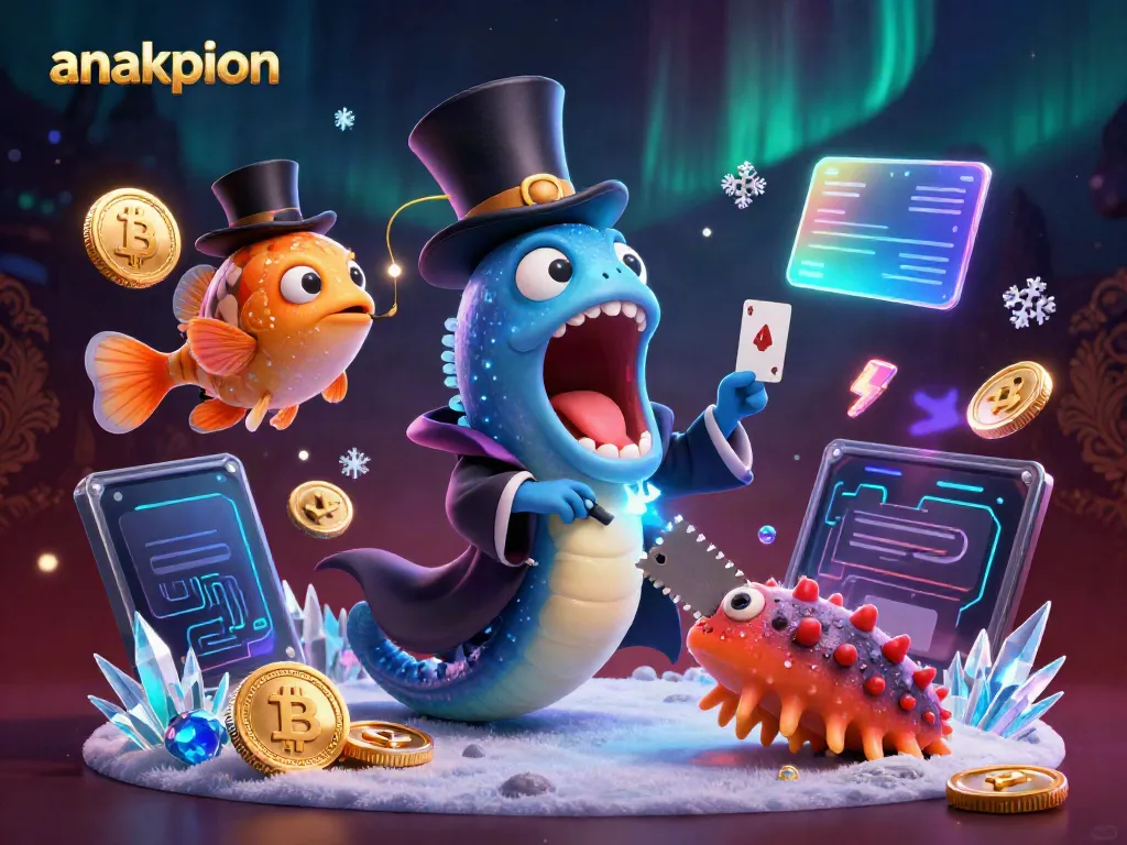 Experience the excitement of anakpion with a magician eel and characters in a vibrant casino-themed scene.