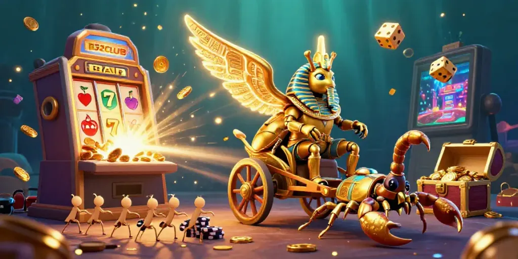 Experience the thrill of B52CLUB with vibrant 3D casino art featuring iconic characters and elements.