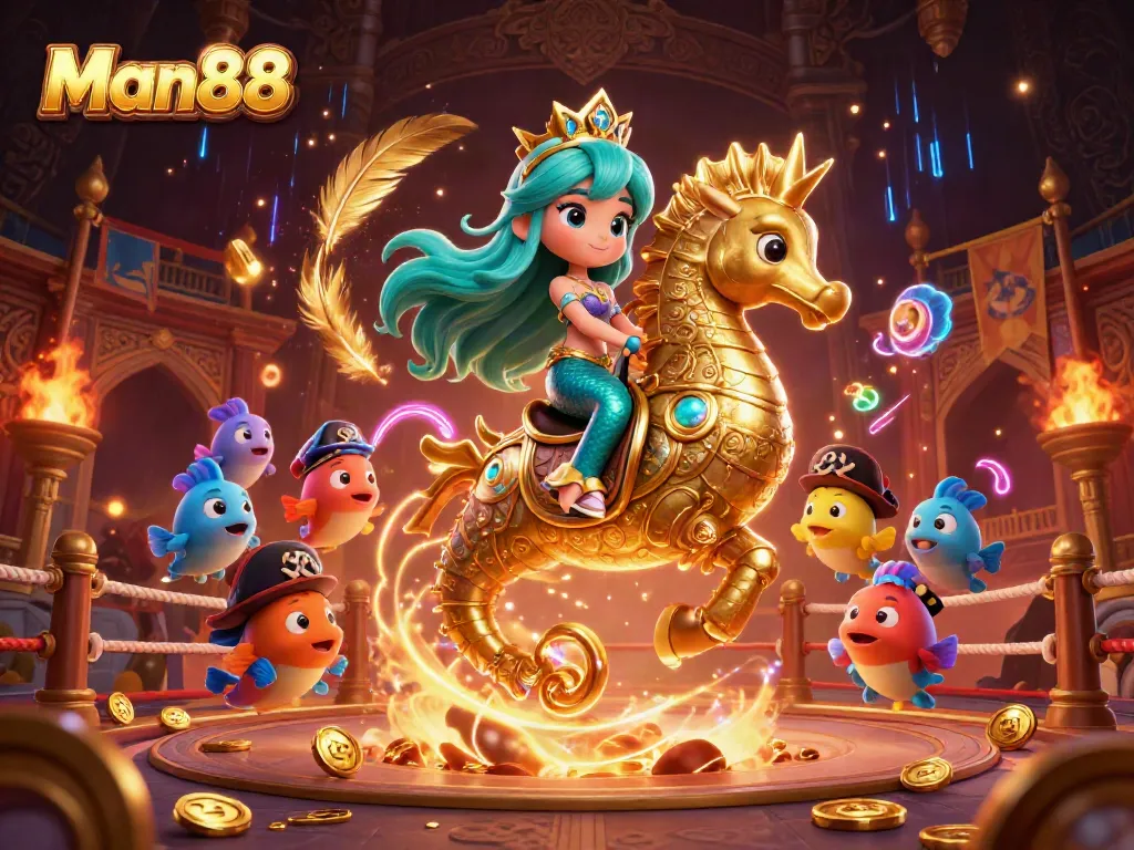 Experience the thrills at Man88 with vivid mermaid scenes and underwater adventure elements in a casino setting.
