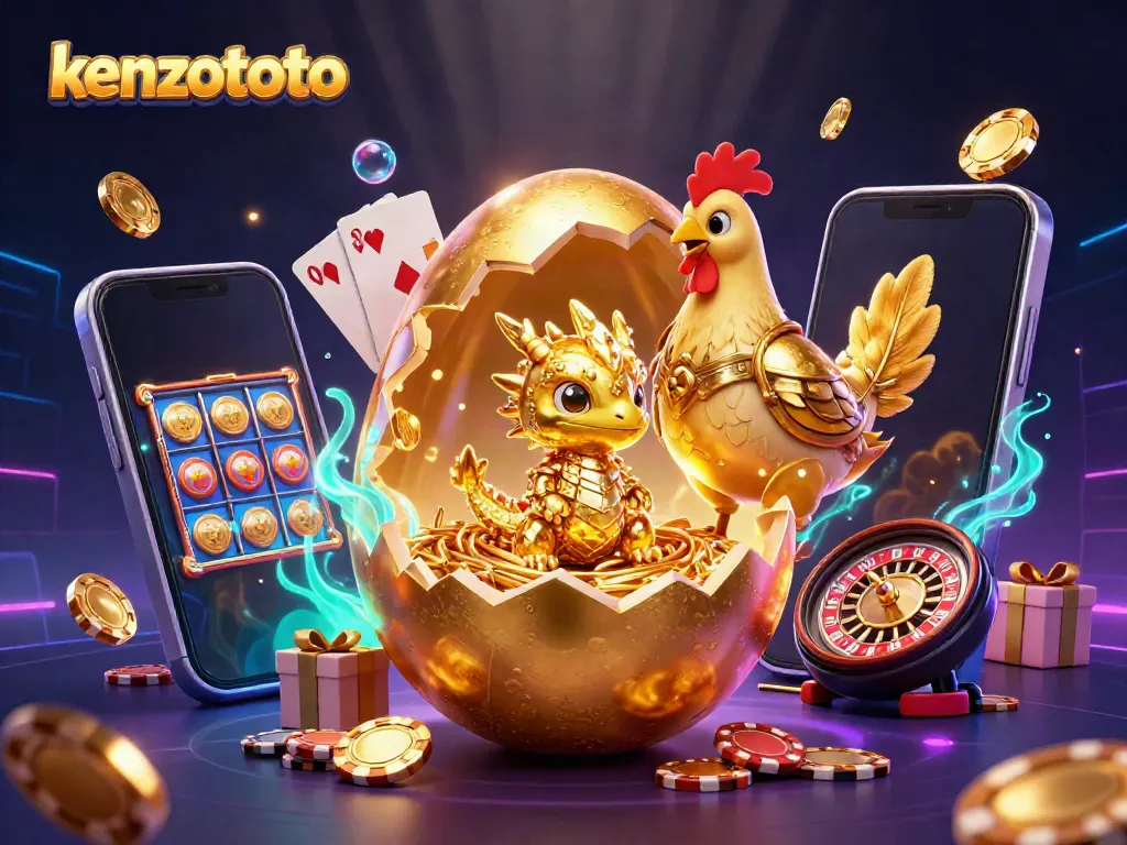 Engage in thrilling gaming with kenzototo featuring a baby dragon and poker chips in an exciting 3D scene.