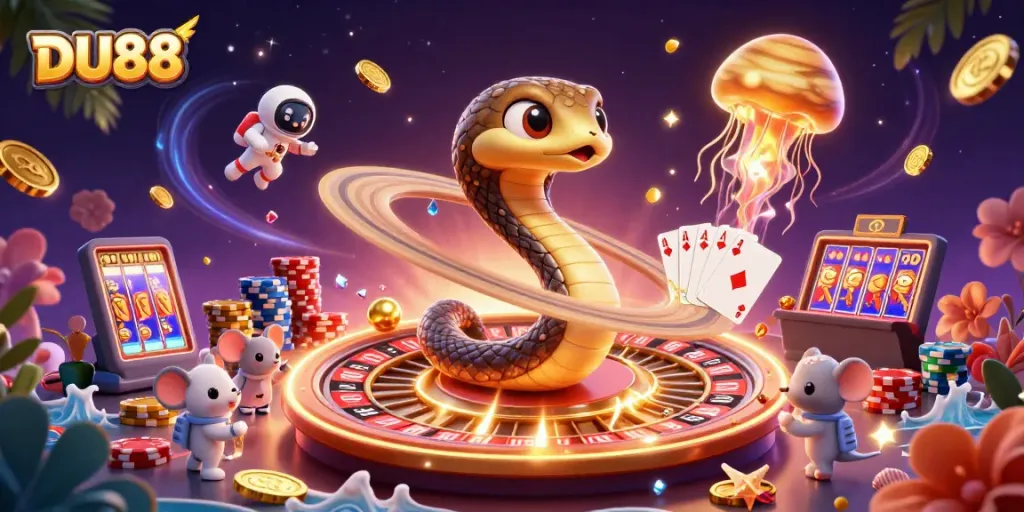 DU88 offers an exciting cosmic casino experience with engaging elements and vibrant characters.
