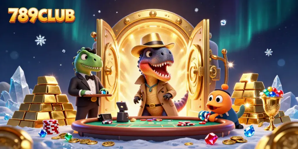 Engage with thrilling blackjack action at 789CLUB featuring cartoon dinosaurs.