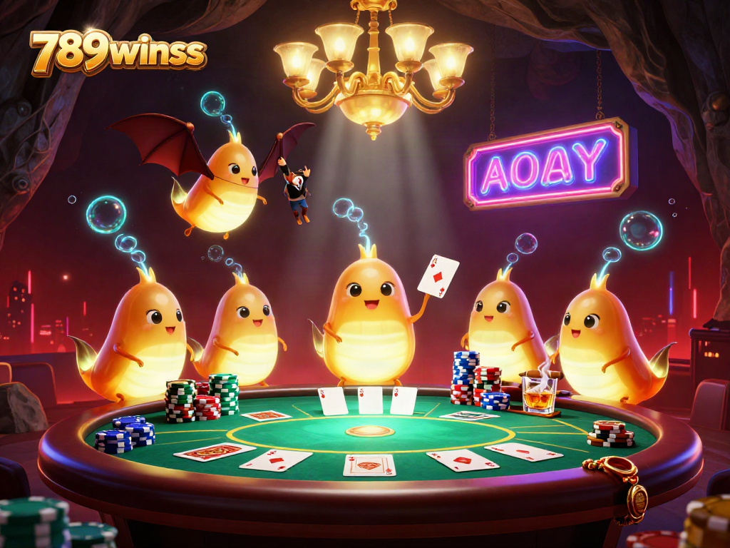 Experience the vibrant casino scene at 789winss with glowworms illuminating the action.