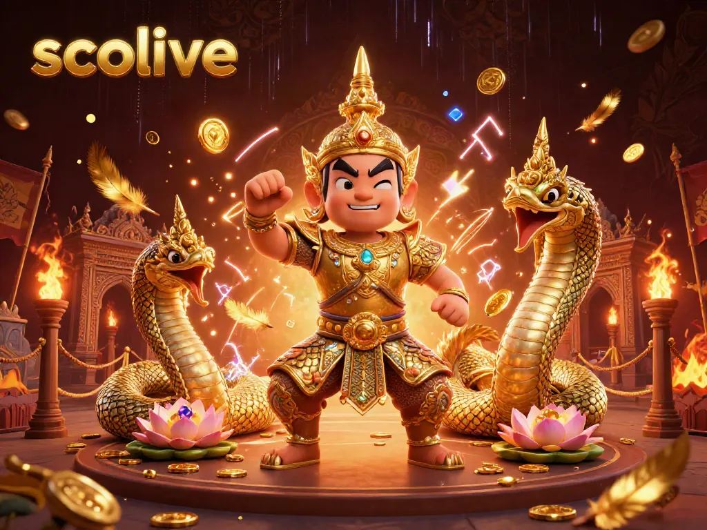 Socolive offers an exciting gambling experience with regal guardian and mystical serpents in a vibrant scene.
