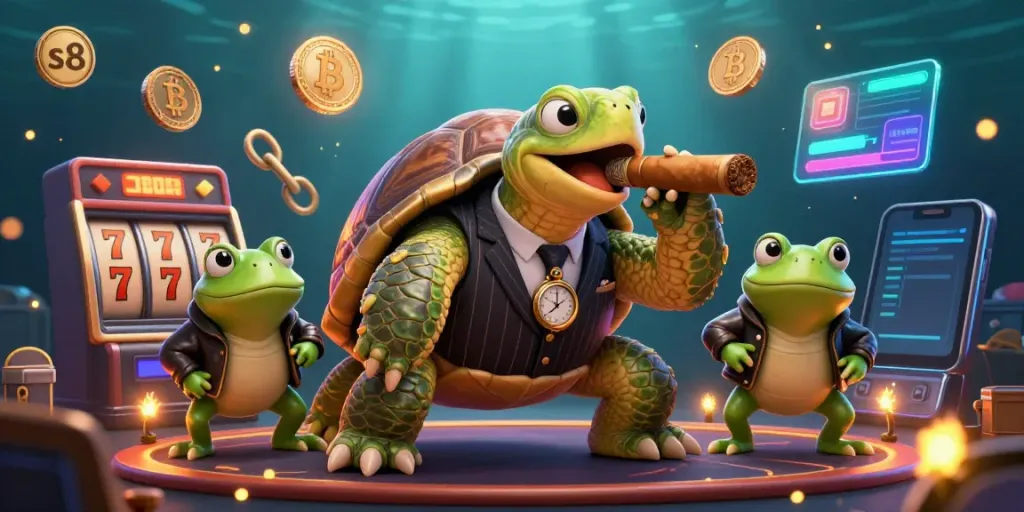 Engage in thrilling experiences with s8, where the massive turtle and bullfrog enforcers lead you through a vibrant casino scene.