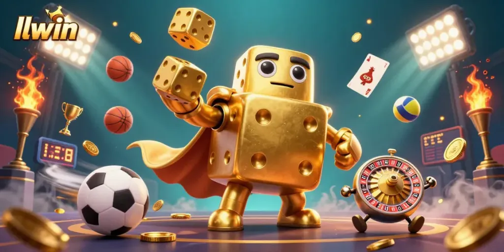 Join the exciting gaming adventure at llwin, where golden dice and sports elements collide.