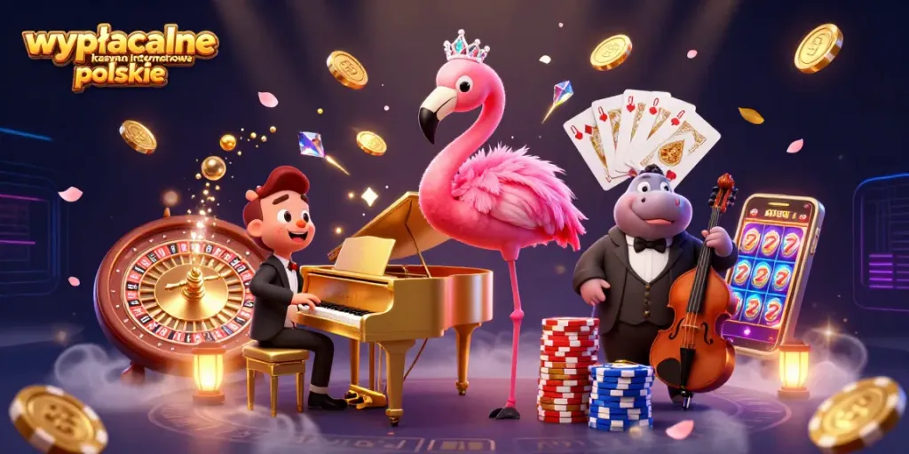 Engage with wypłacalne kasyna internetowe polskie featuring lively casino characters amid a thrilling gaming scene.