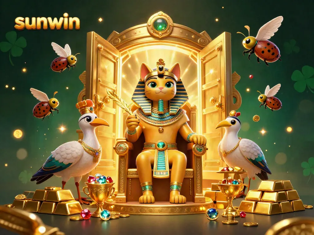 Engage in thrilling gameplay at sunwin with a vibrant casino scene featuring gold and jewels.