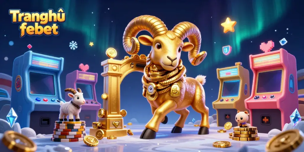 Engage with the thrilling world of Trang chủ febet featuring a charging golden ram amidst vibrant game elements.