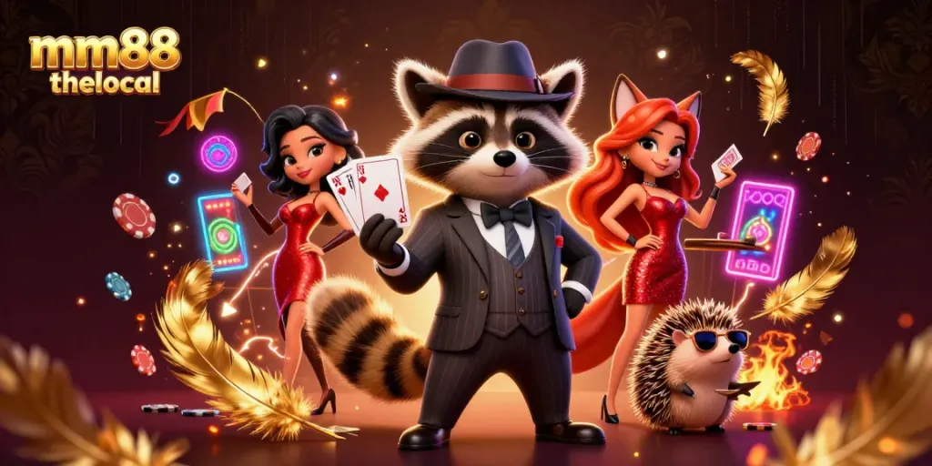 Experience thrilling gameplay and winning strategies at mm88 thelocal casino, where a raccoon displays a royal flush.