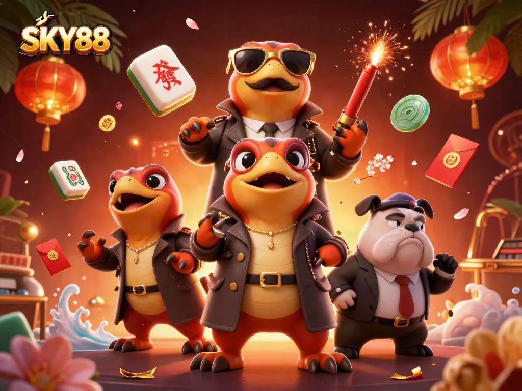 Experience the excitement of wagering at SKY88 casino amidst a dynamic 3D fantasy scene.