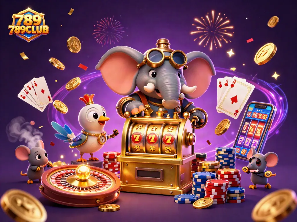 Experience thrilling gameplay at 789CLUB with vibrant 3D casino illustration featuring lively characters.