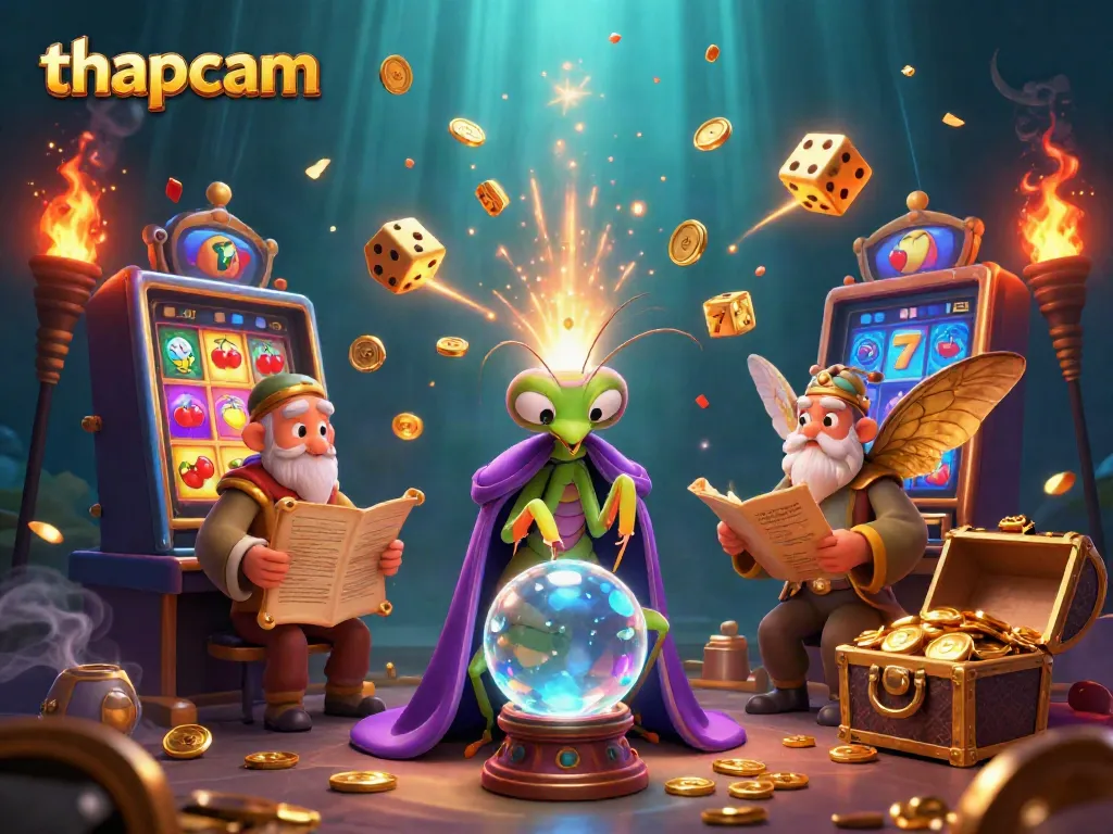 Engage with thapcam's thrilling online casino experience illustrated in this ultra-detailed scene.
