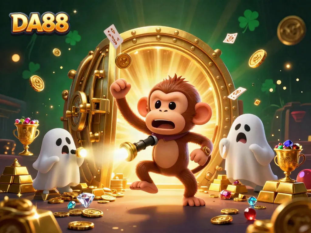 Experience thrilling moments with DA88 at a haunted casino featuring animated treasures.